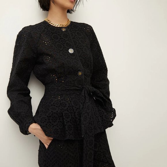 Veronica Beard Jackets & Blazers - Veronica Beard Kapnos Black Eyelet Peplum Jacket NWT 10